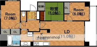 カスタリア阿倍野【9階】の間取り