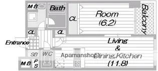 セレッソコート上本町EAST【406.号室】の間取り