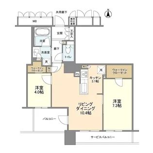 ブランズタワー大阪本町【29階】の間取り