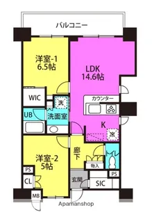 ザ・パークハビオ天満橋【13階】の間取り