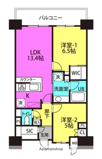ザ・パークハビオ天満橋【14階】の間取り