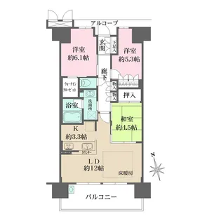 BELISTA夕陽ヶ丘【1203号室】の間取り