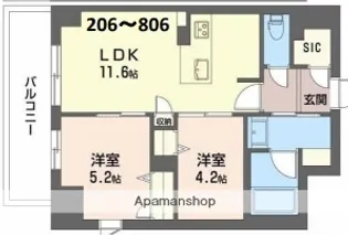 大阪府大阪市北区本庄西2丁目【マンション】の間取り