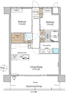 ウメキタテラス【3階】の間取り