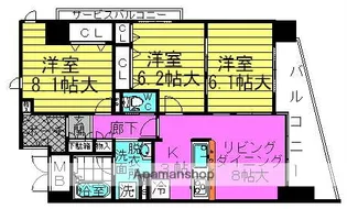 淀川ウエストタワー【3階】の間取り
