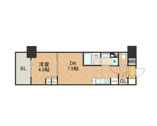 ザ パークハビオ天満橋【4階】の間取り