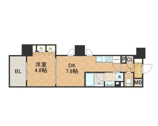 ザ・パークハビオ天満橋【9階】の間取り