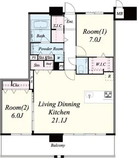 ショウエイ靱【12階】の間取り