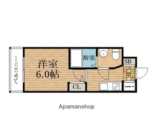 大阪府大阪市中央区東高麗橋【マンション】の間取り