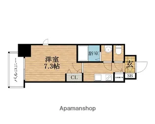 大阪府大阪市中央区東高麗橋【マンション】の間取り