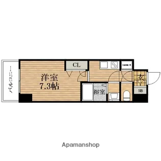 大阪府大阪市中央区東高麗橋【マンション】の間取り