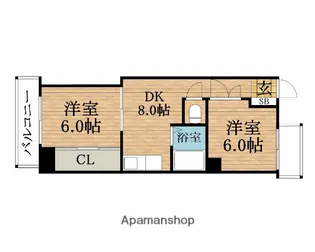 大阪府大阪市中央区高津3丁目【マンション】の間取り