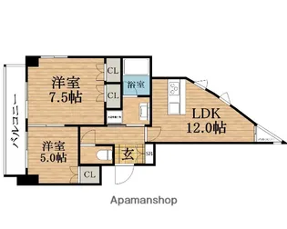 大阪府大阪市中央区日本橋2丁目【マンション】の間取り