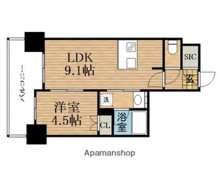 大阪府大阪市中央区瓦屋町2丁目【マンション】の間取り