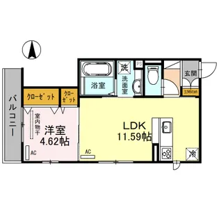 ル・ソレイユ寺田町Ⅱ【2階】の間取り