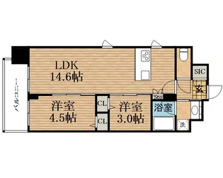 大阪府大阪市中央区松屋町住吉【マンション】の間取り