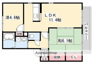シャーメゾンPAL C棟【2階】の間取り