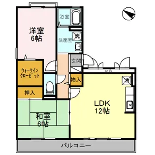 ドミール岡山手【2階】の間取り