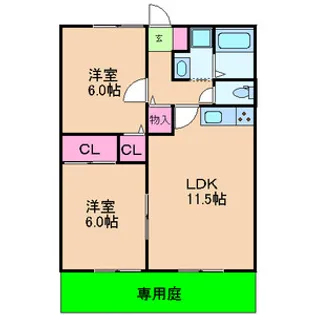 ツインコートA・B【1階】の間取り