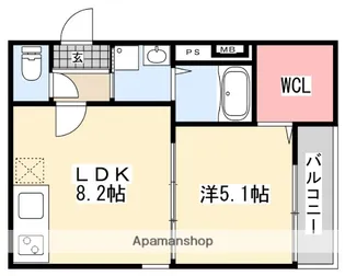 フジパレス枚方牧野Ⅱ番館【1階】の間取り