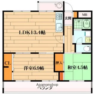 2LDKの間取り画像