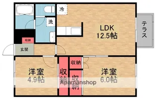 ヴェルデュール・ピノ【1階】の間取り