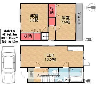大阪府枚方市長尾家具町1丁目【一戸建】の間取り