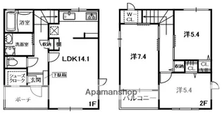 長尾元町タウンYNO.3738【1階】の間取り