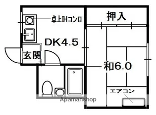 1DKの間取り画像