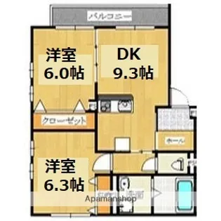 KTIレジデンス大和田A棟【2階】の間取り