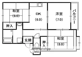 ハピネス西口Ⅱ【3階】の間取り