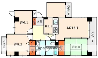 コスモ楠葉【3階】の間取り