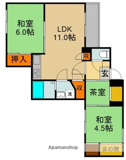 カルチェ・ダムールD棟【1階】の間取り