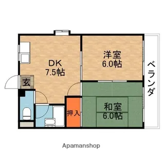 サンコーポマンションⅠ・Ⅱ【4階】の間取り