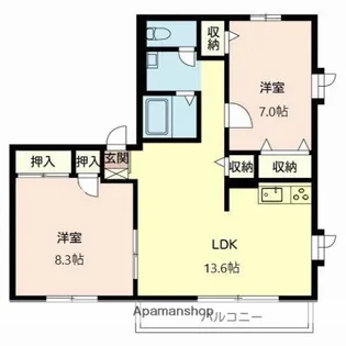 楠葉丘ハイツ1棟2棟【1階】の間取り