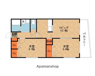 みどりコーポA【1階】の間取り