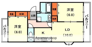 2LDKの間取り画像
