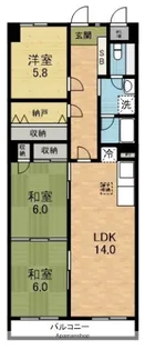 ライオンズマンション枚方【2階】の間取り