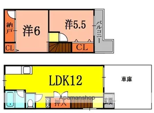 大阪府寝屋川市高柳7丁目【テラスハウス】の間取り