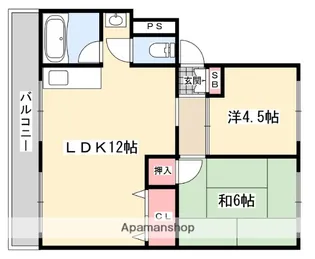 御殿山コーポA【2階】の間取り