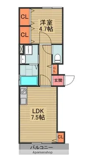 クリエオーレ橋波西之町【1階】の間取り