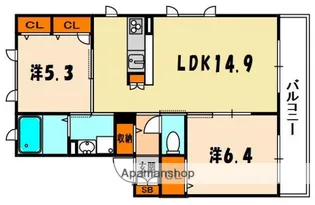 シャーメゾン6番館【1階】の間取り