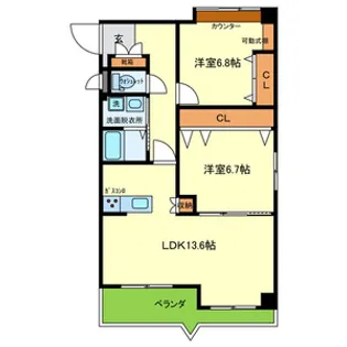 2LDKの間取り画像