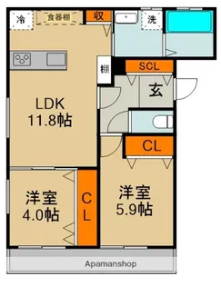 プレミアムレユシール末広【2階】の間取り
