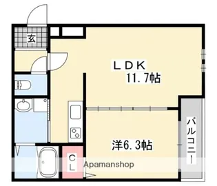 フジパレス上神田Ⅱ番館【1階】の間取り