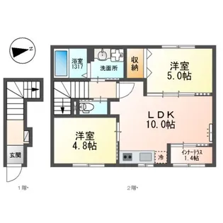バックパレス香里【2階】の間取り