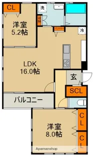 プレミアムレユシール金田【1階】の間取り
