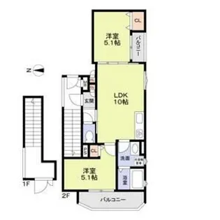 フォレストクリエオーレ朝日町アネックス【2階】の間取り