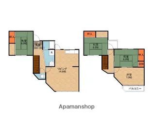 大阪府枚方市津田東町3丁目【一戸建】の間取り