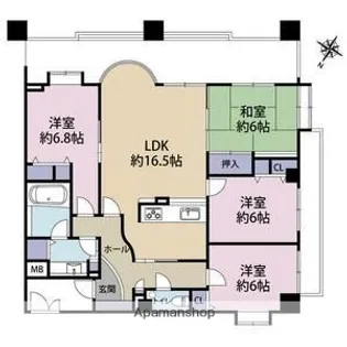 フィオレッタ枚方【3階】の間取り